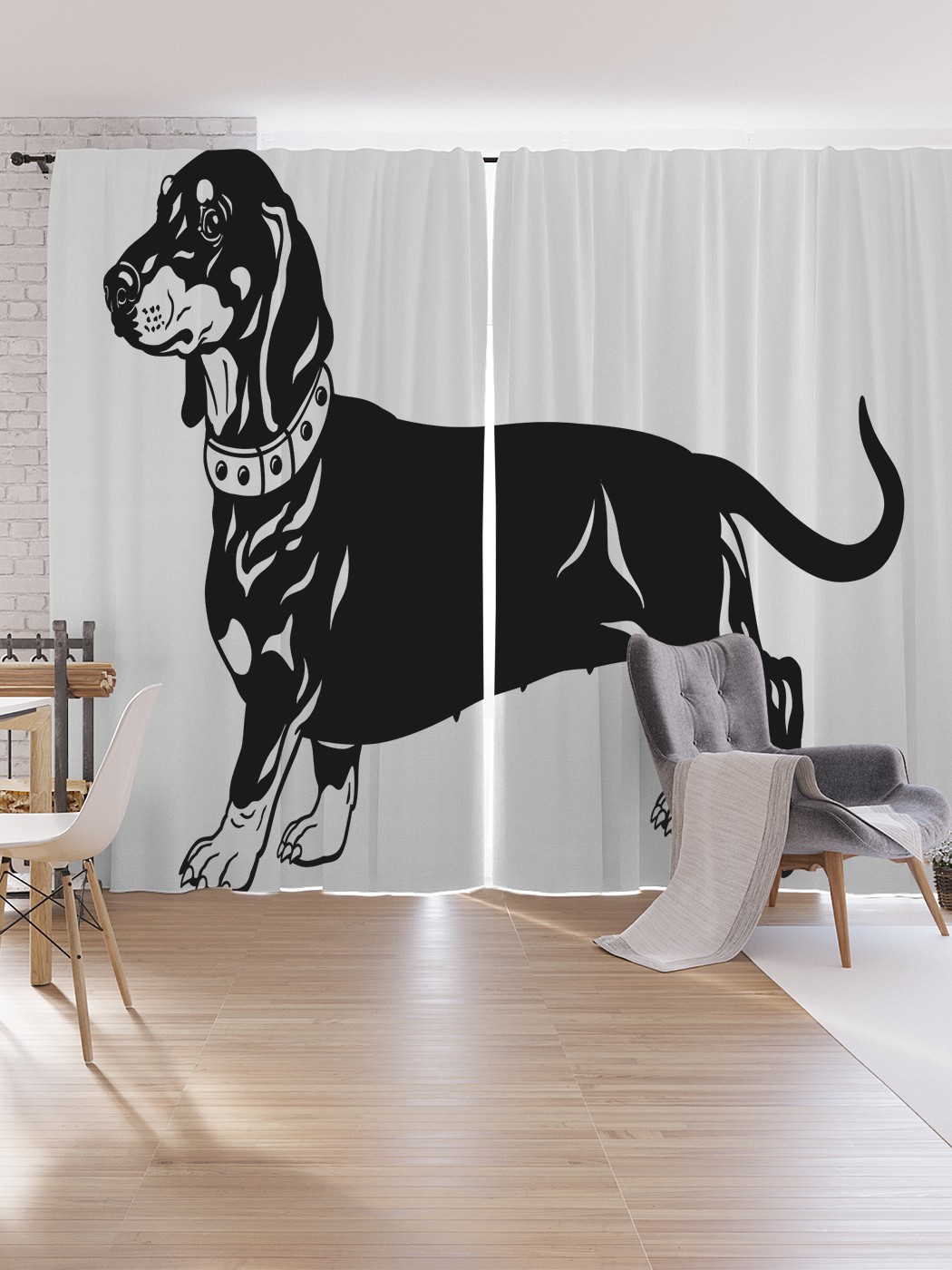 

Шторы под лён JoyArty "Такса в ошейнике", серия Oxford DeLux, 340х265 см, Такса в ошейнике