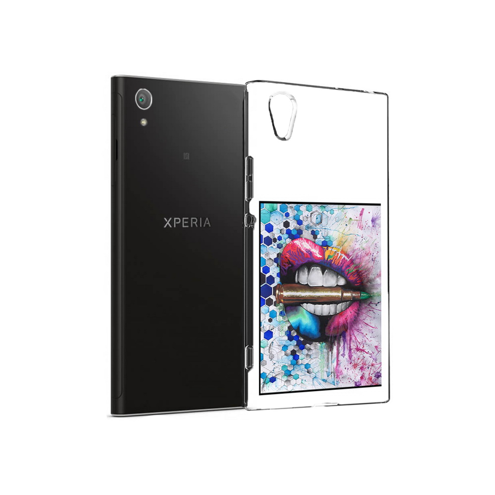 

Чехол MyPads Tocco для Sony Xperia XA1 Plus разноцветные губы с пулей (PT77220.224.571), Прозрачный, Tocco