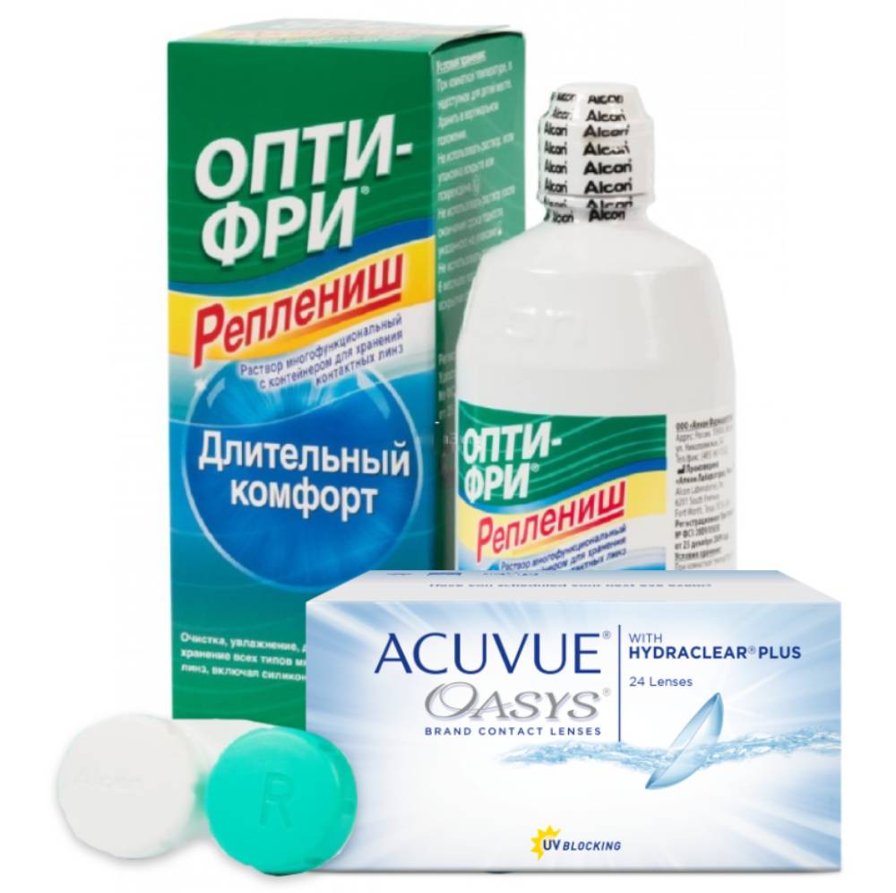 

Набор контактные линзы Acuvue Oasys 24 линзы R 8.8 -5,00 + Опти-Фри Реплениш 300 мл, Oasys with Hydraclear Plus 24 линзы + Опти-Фри Реплениш 300 мл