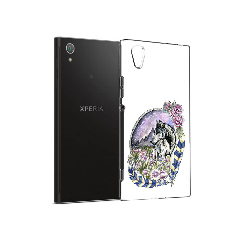 

Чехол MyPads Tocco для Sony Xperia XA1 Plus нарисованный волк в цветах с перьями, Прозрачный, Tocco