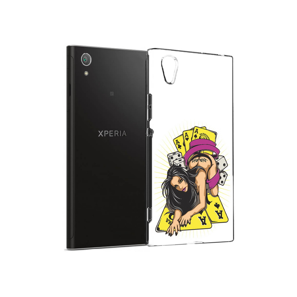 Чехол MyPads Tocco для Sony Xperia XA1 Plus нарисованная девушка с игровыми картами