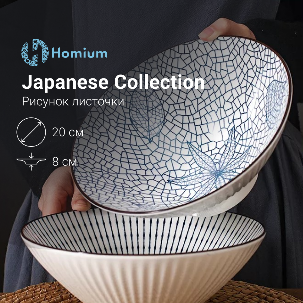 

Тарелка ZDK Kitchen Japanese Collection глубокая цвет голубой D20см (листочки), Белый;голубой, серия 371594 - 1