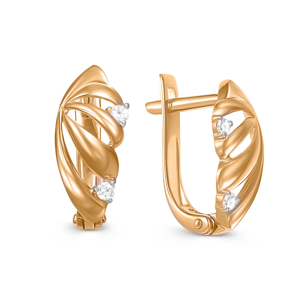 

Серьги из красного золота 585Gold 302006760, фианит, 302006760