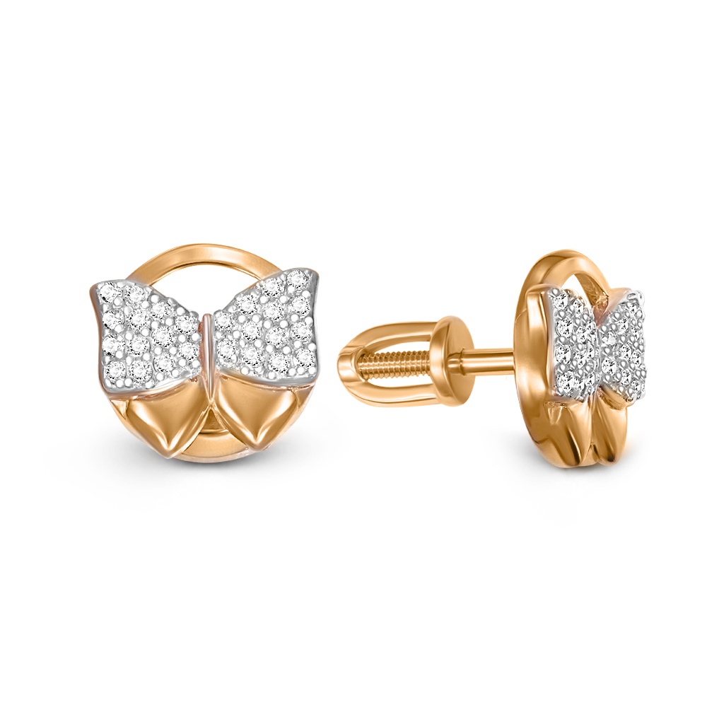 

Серьги пусеты из красного золота 585Gold 302006743, фианит, 302006743