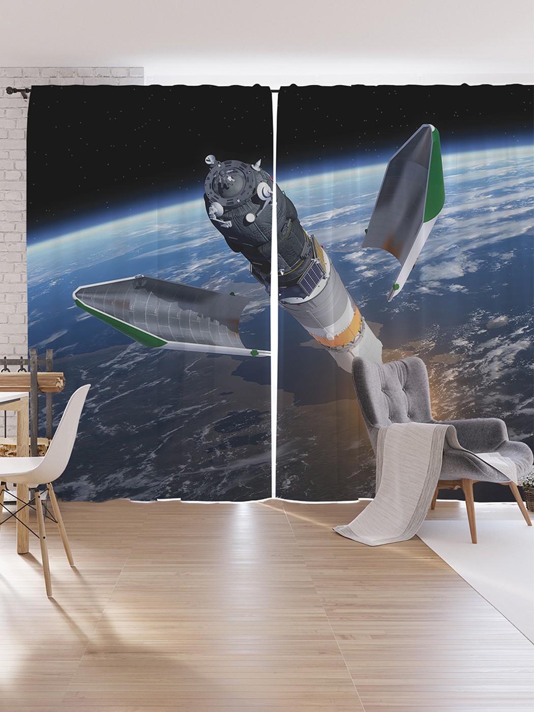 

Шторы под лён JoyArty "Космический шаттл", серия Oxford DeLux, 340х265 см, Космический шаттл