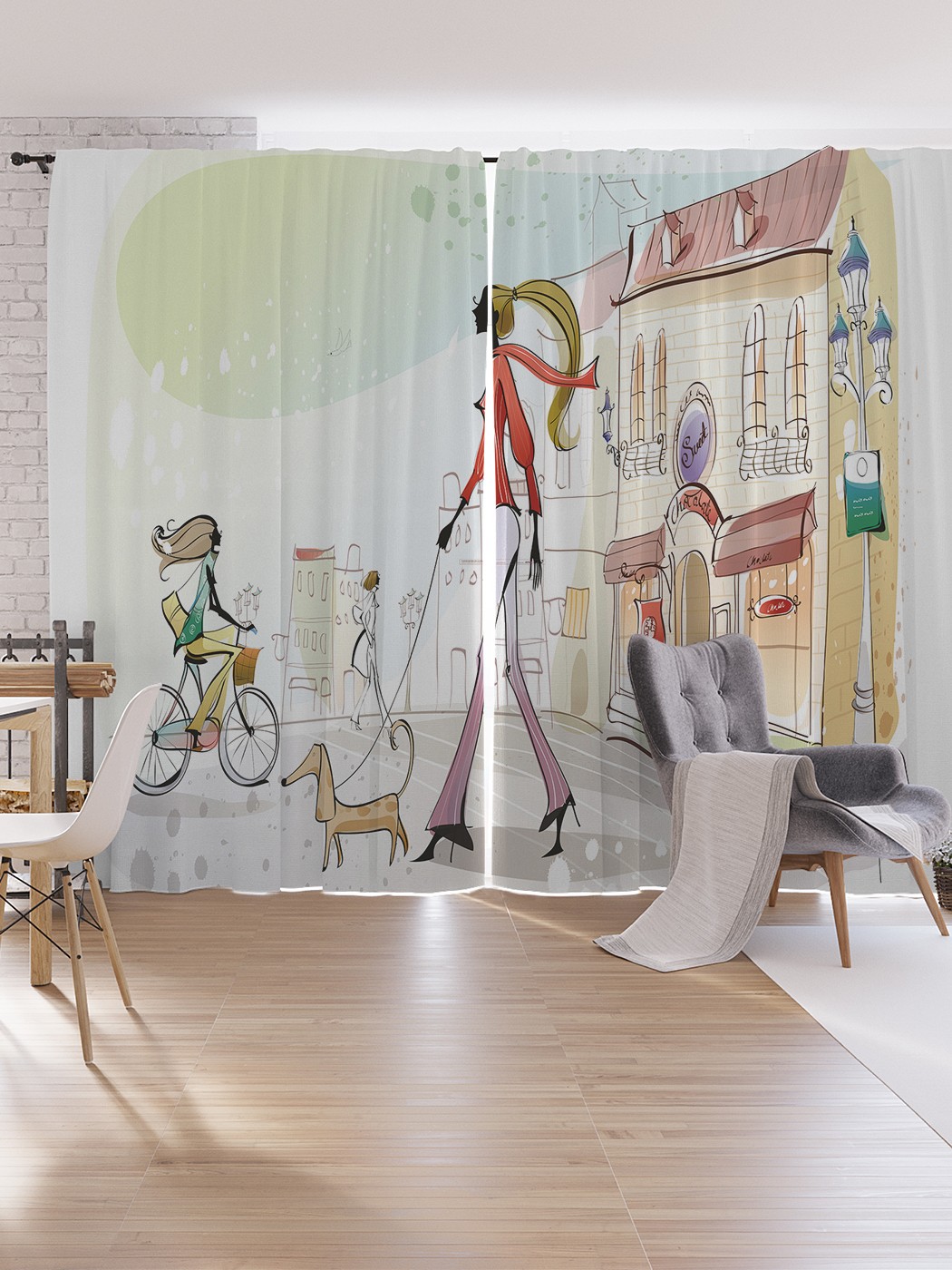 

Шторы под лён JoyArty "На прогулке с таксой", серия Oxford DeLux, 340х265 см, На прогулке с таксой