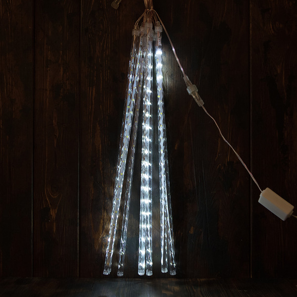 Новогодняя гирлянда LED уличная cосульки палки стекающие рифлёные 7783 50см белый