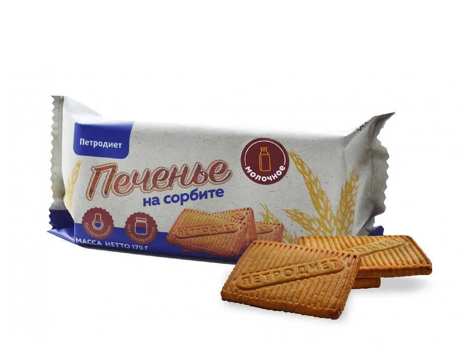 

Печенье Петродиет молочное на сорбите, 170 г х 2 шт