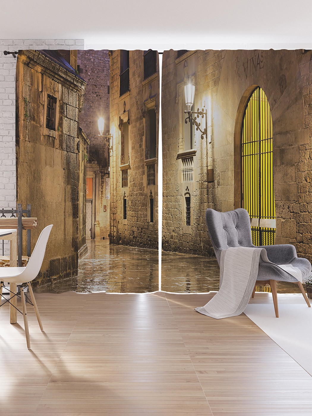 

Шторы под лён JoyArty "Светлые ночные улицы", серия Oxford DeLux, 340х265 см, Светлые ночные улицы