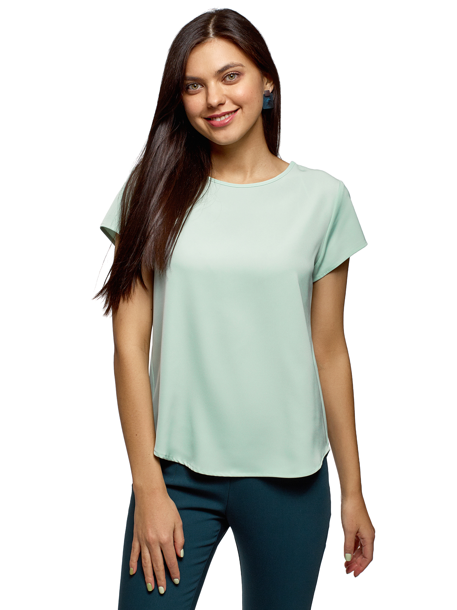 

Блуза женская oodji 11411138-3B зеленая 42/170, 11411138-3B