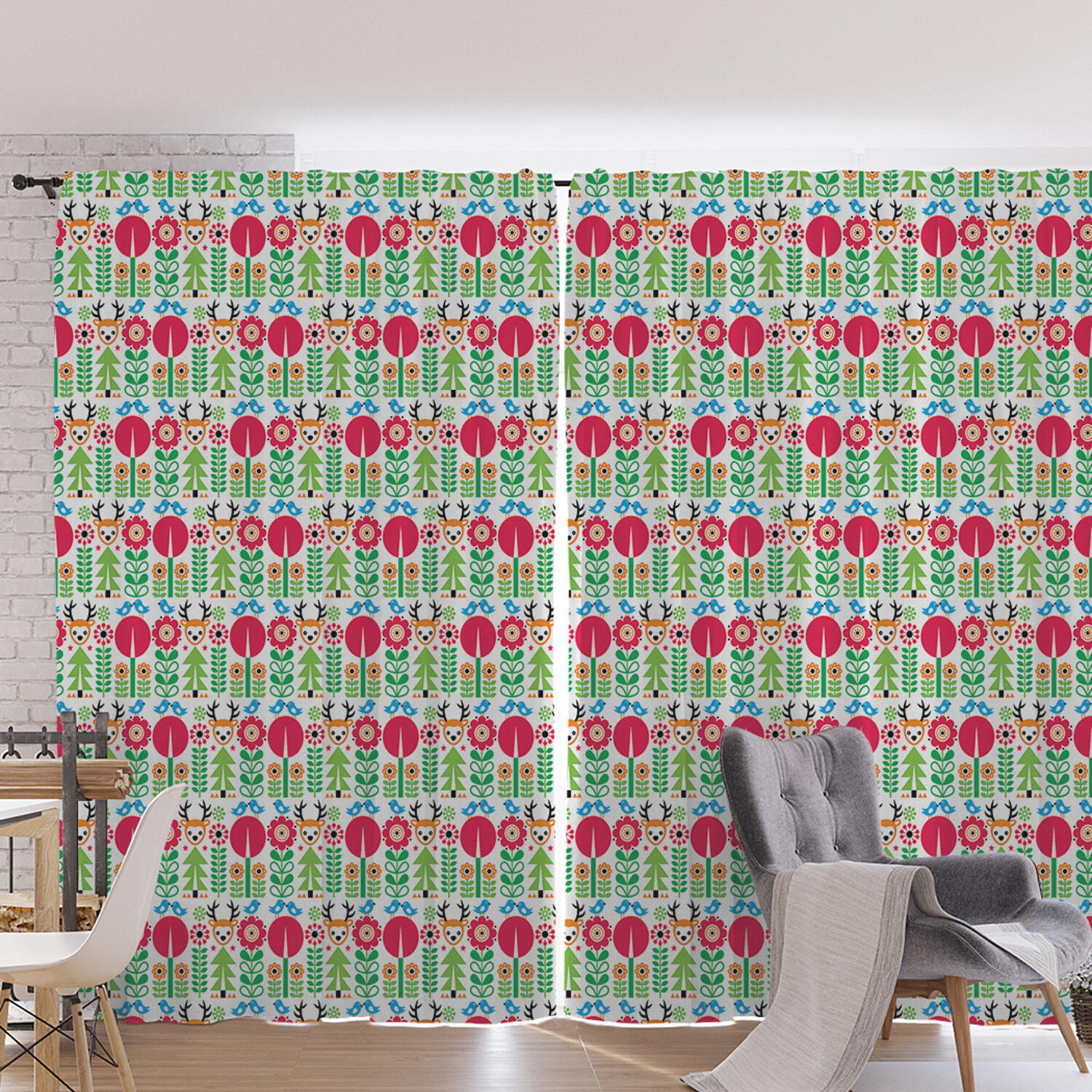 

Шторы под лён JoyArty "Скандинавский фольклор", серия Oxford DeLux, 340х265 см, Скандинавский фольклор