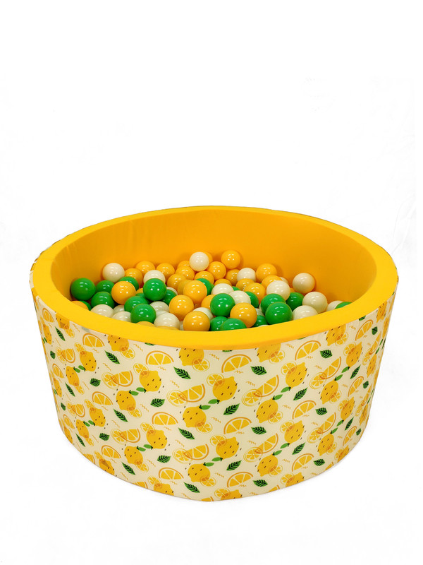 фото Сухой игровой бассейн лимонное настроение h40 в95 с шарами: бел, желт, зелен hotenok