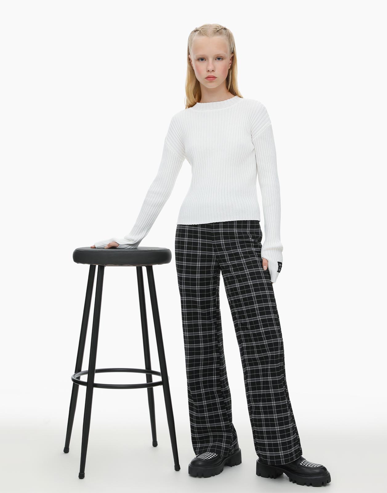 

Брюки детские Gloria Jeans GWB001265, черный/белый, 128, GWB001265
