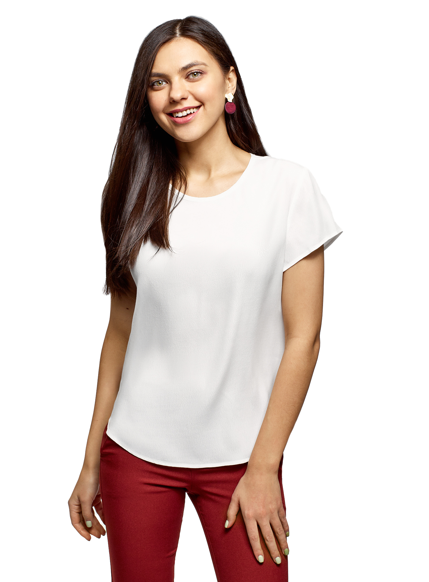 

Блуза женская oodji 11411138-1B белая 40 EU, 11411138-1B