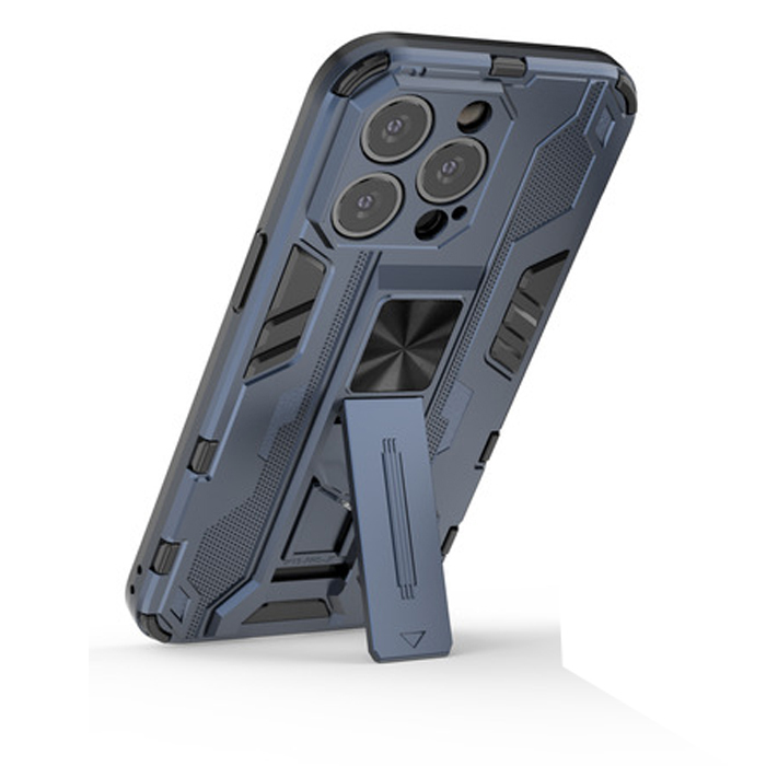 фото Противоударный чехол с подставкой transformer для iphone 13 pro max (синий) black panther