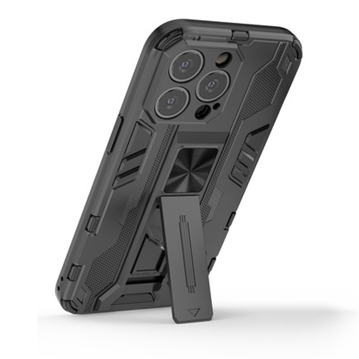 фото Противоударный чехол с подставкой transformer для iphone 13 pro (черный) black panther