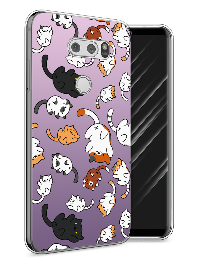 

Чехол Awog на LG V30 "Котопад", Фиолетовый;белый, 83050-7