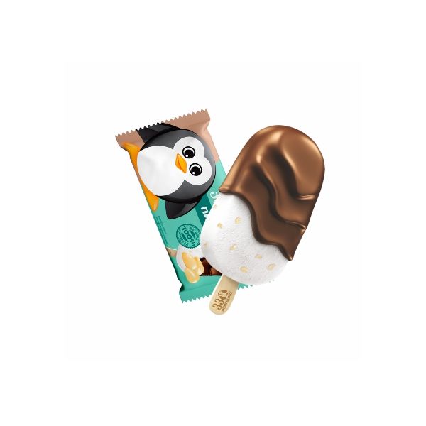 Мороженое пломбир 33 пингвина Шоколадный с сыром декорированное фундуком 15% БЗМЖ 70 г