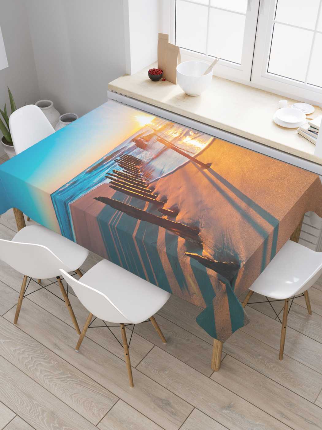 

Скатерть прямоугольная JoyArty "Скелет корабля" из сатена, 120x145 см, Голубой, Скелет корабля