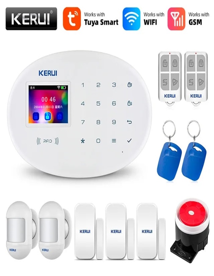 

Охранная сигнализация Kerui W202, Wi-Fi, GSM, Smart Life, Tuya, набор 2, Белый, Kerui W202