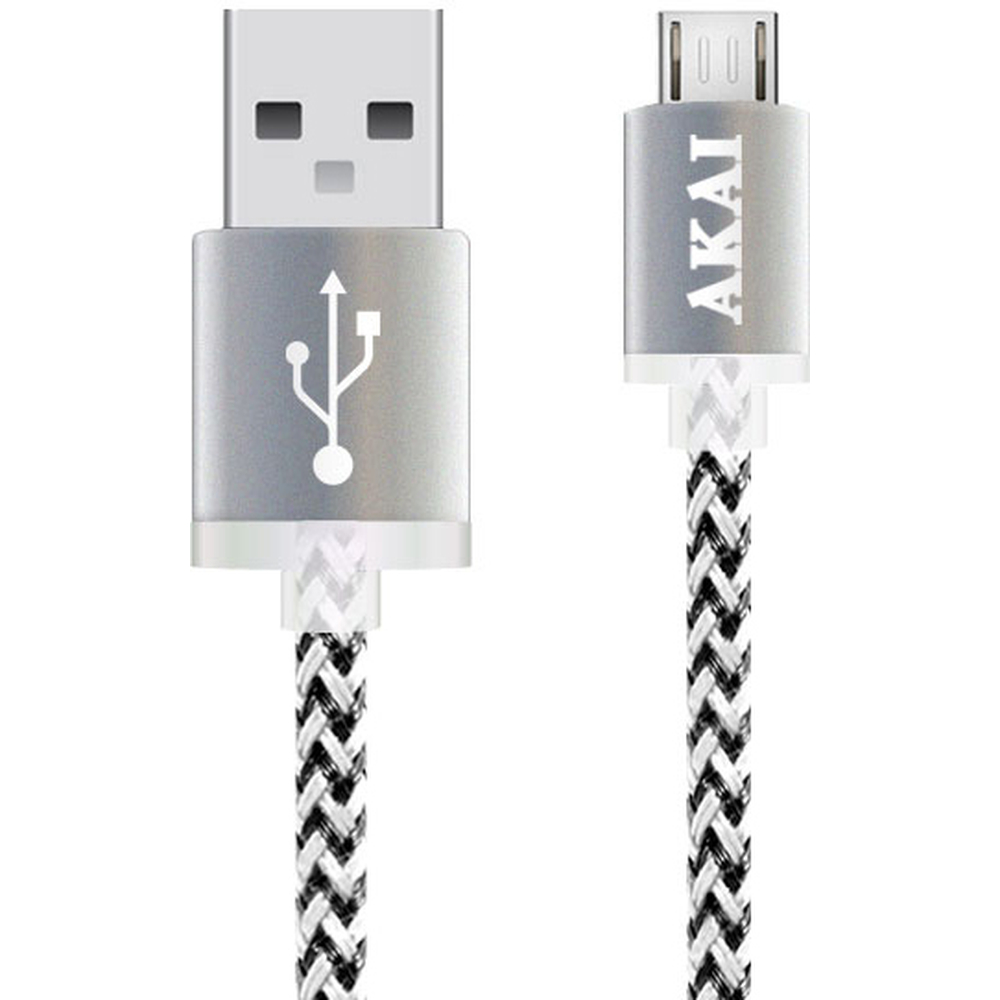 Кабель Akai USB  microUSB 1m Black/Silver