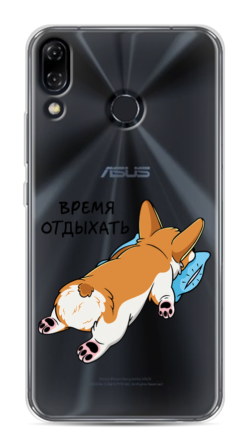 

Чехол на Asus Zenfone 5 "Корги отдыхает", Черный;коричневый;голубой, 43450-1