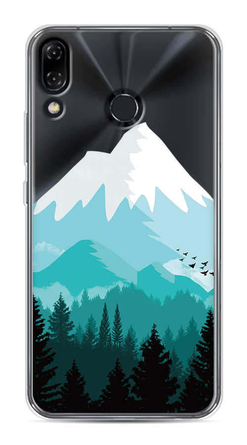 

Чехол на Asus Zenfone 5 "Синяя снежная гора", Белый;голубой, 43450-2