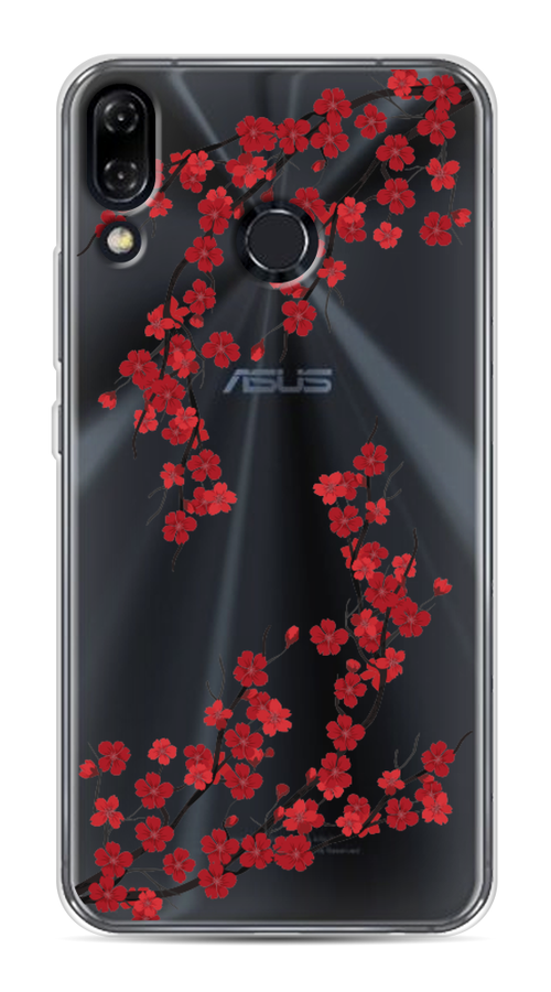 

Чехол на Asus Zenfone 5 "Красная сакура", Красный;черный, 43450-2