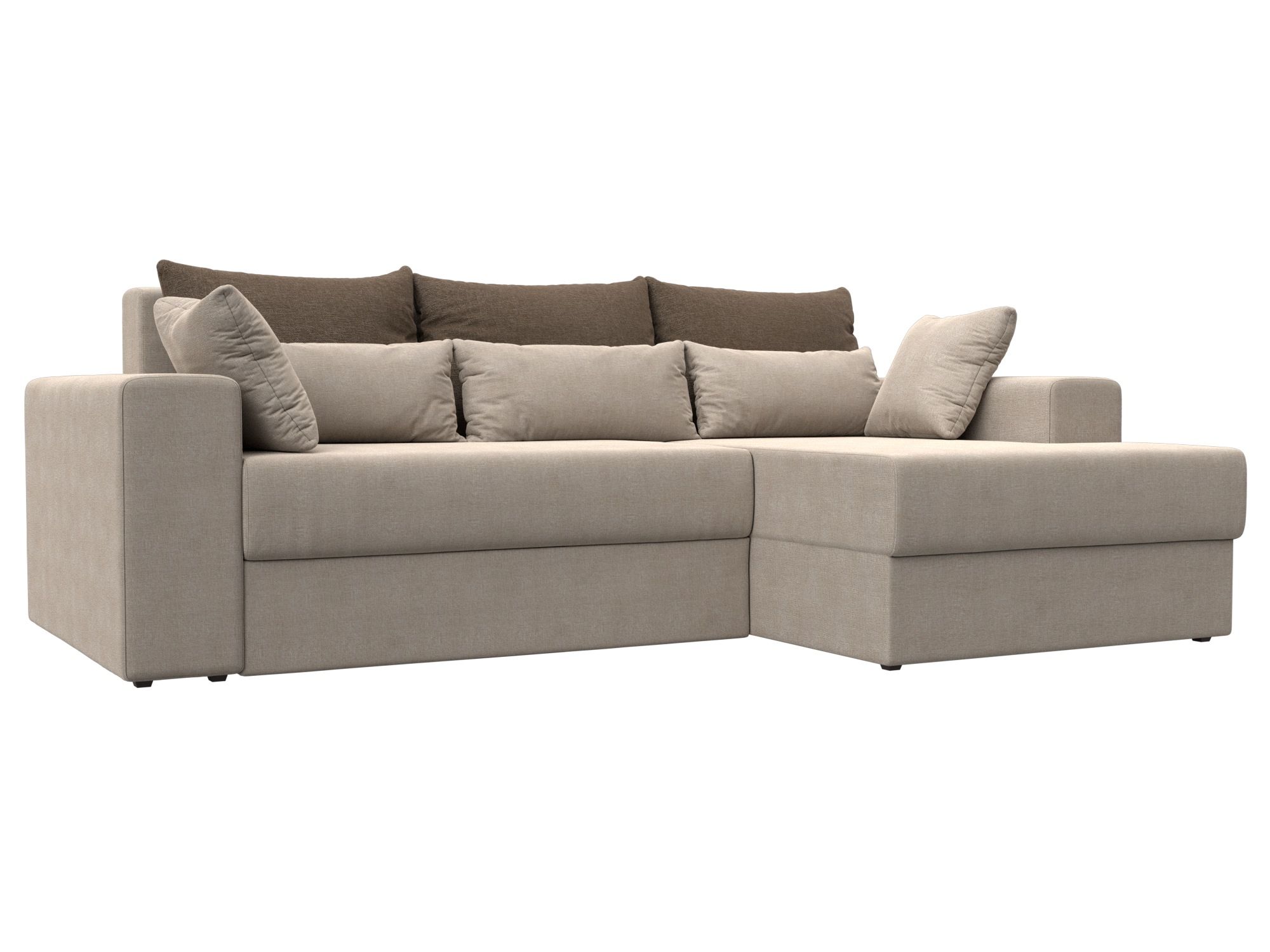 

Угловой диван Лига Диванов Майами правый угол 250х160х80 см, бежевый\коричневый\бежевый, Угловой диван Майами правый угол