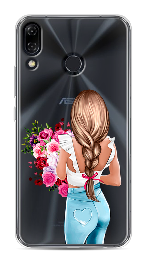 

Чехол на Asus Zenfone 5 "Девушка с цветами", Коричневый;розовый;голубой, 43450-6