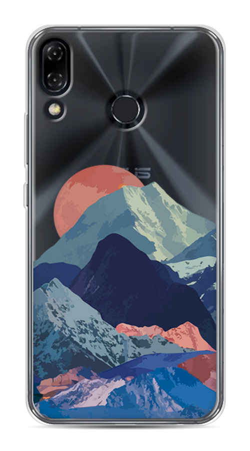 

Чехол на Asus Zenfone 5 "Закат в снежных горах", Красный;серый;голубой, 43450-2