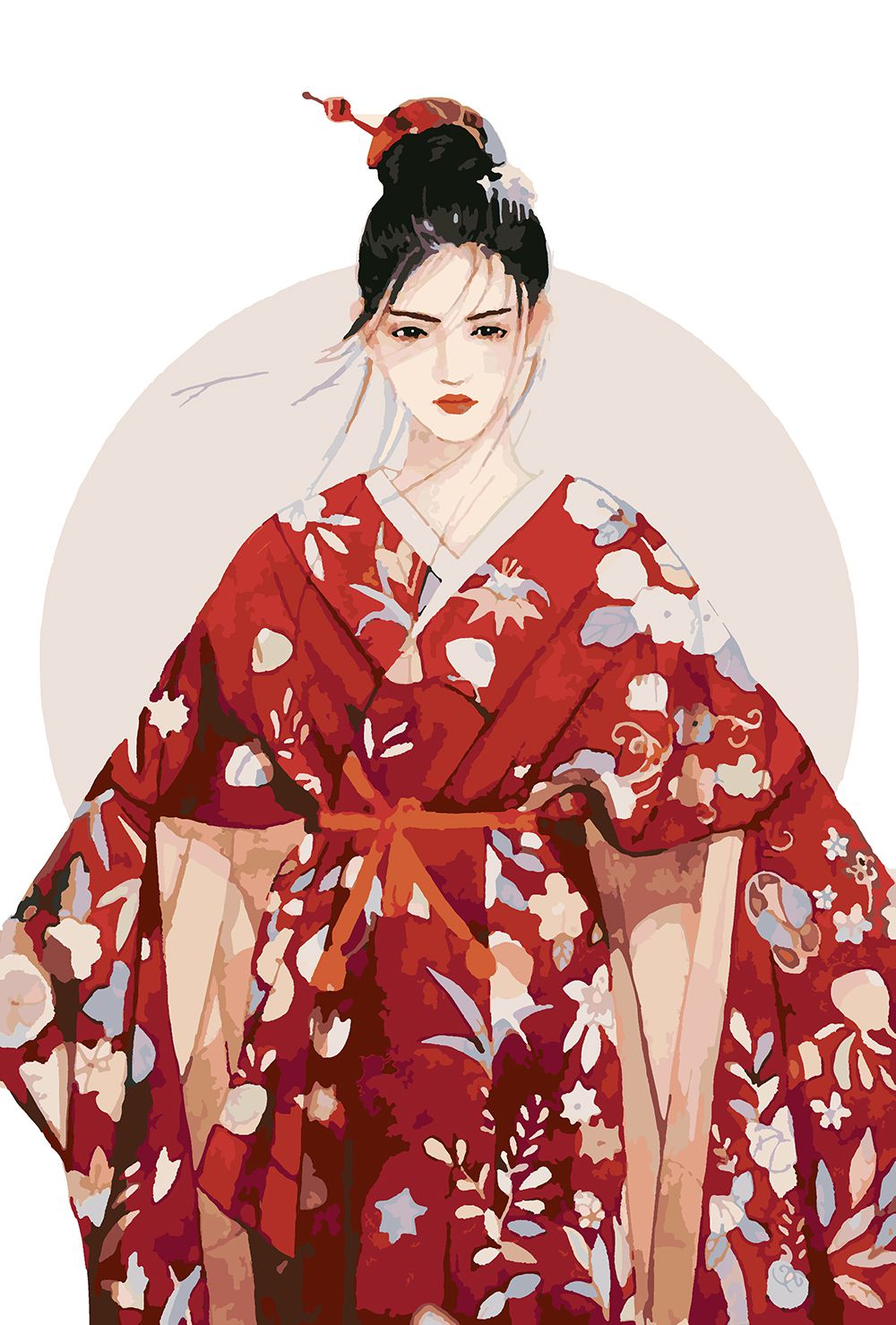 фото Картина по номерам красиво красим японка в кимоно, 90 х 120 см