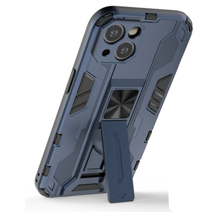 фото Противоударный чехол с подставкой transformer для iphone 13 mini (синий) black panther