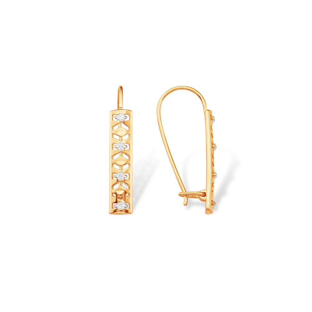 

Серьги из красного золота 585Gold 302007039, фианит, 302007039