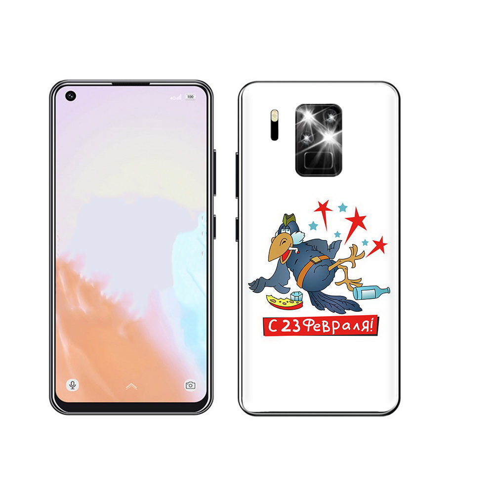 

Чехол MyPads Tocco для Oukitel C18 Pro 23 февраля веселая птица, Прозрачный, Tocco