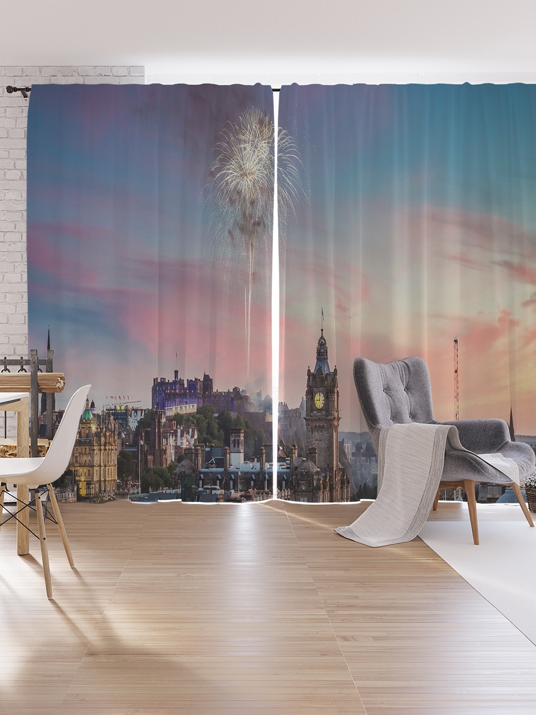 

Шторы под лён JoyArty "Эдинбург на закате", серия Oxford DeLux, 340х265 см, Эдинбург на закате