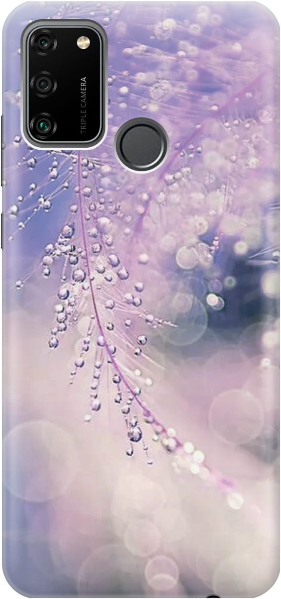 

Силиконовый чехол на Honor 9A с принтом "Ветка в капельках", Белый;синий, 2211