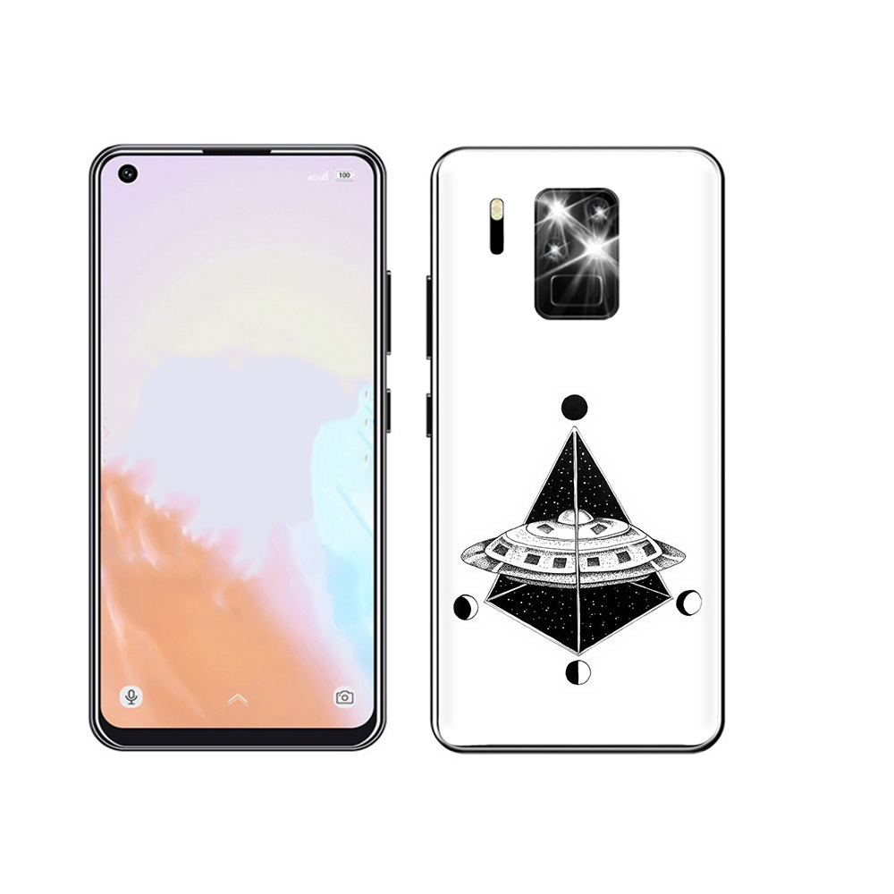 

Чехол MyPads Tocco для Oukitel C18 Pro черно белая летающая тарелка, Прозрачный, Tocco