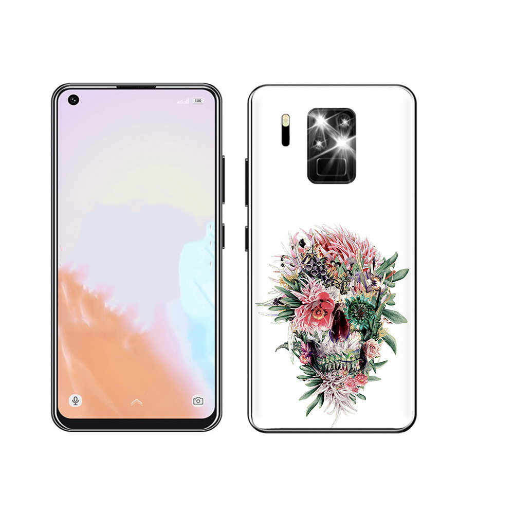 

Чехол MyPads Tocco для Oukitel C18 Pro череп из цветов, Прозрачный, Tocco