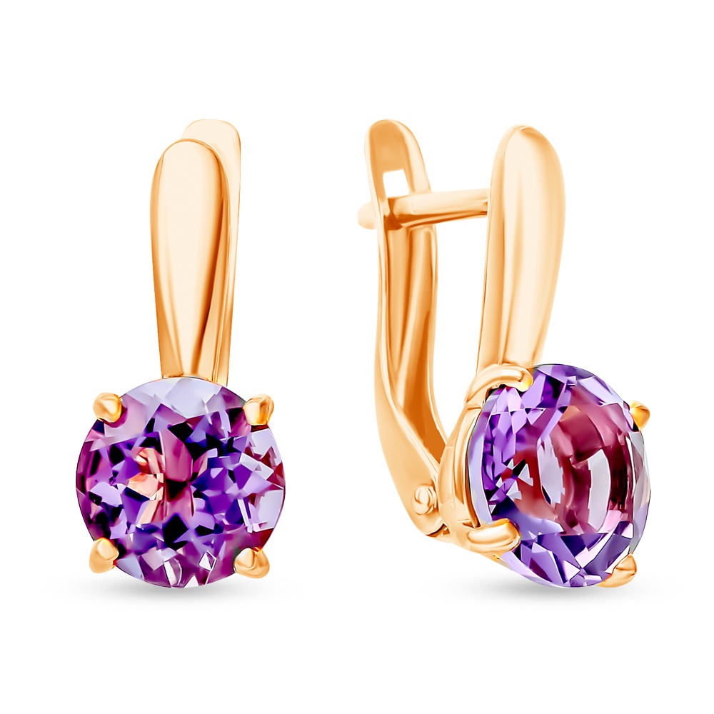 

Серьги из красного золота 585Gold 202010185, аметист, 202010185