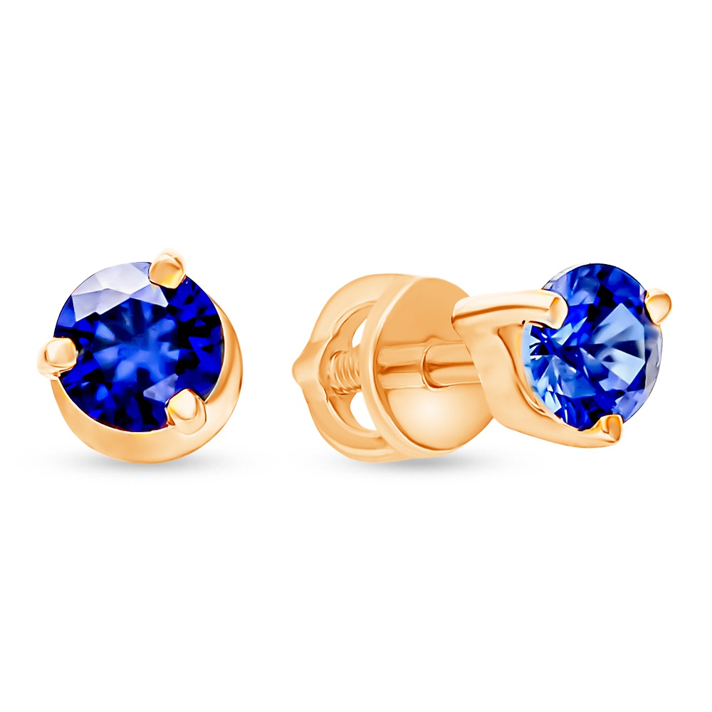 

Серьги пусеты из красного золота 585Gold 102009044, сапфир искусственный, 102009044