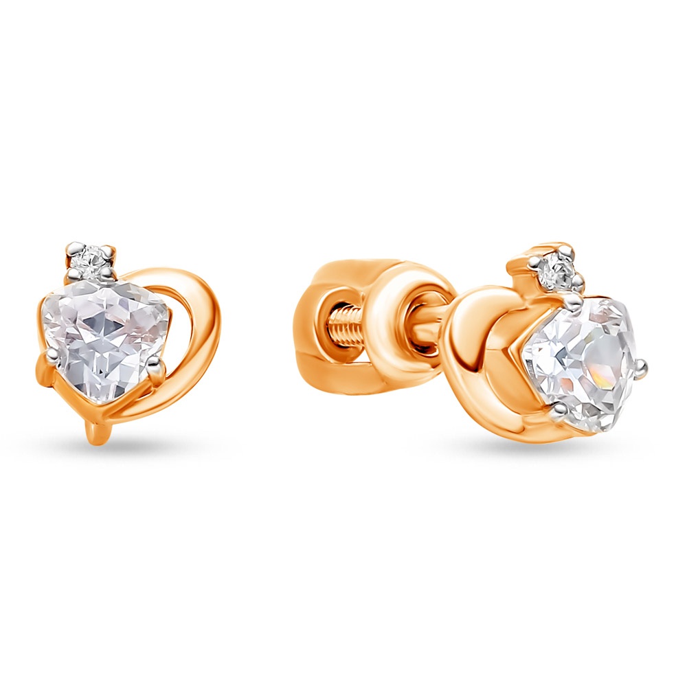 

Серьги пусеты из красного золота 585Gold 302006958, фианит, 302006958