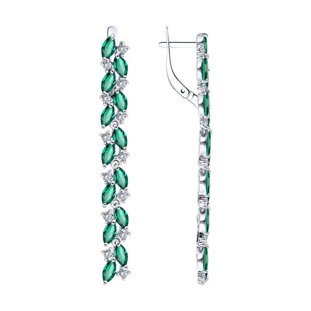 

Серьги из серебра Diamant 94-321-02173-2, ситалл искусственный/фианит, 94-321-02173-2