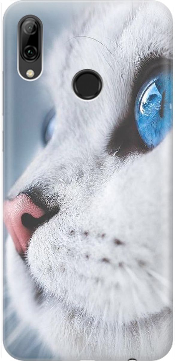 

Чехол на Honor 10 Lite/Huawei P Smart (2019) "Кошачий взгляд", Белый;голубой, 1460