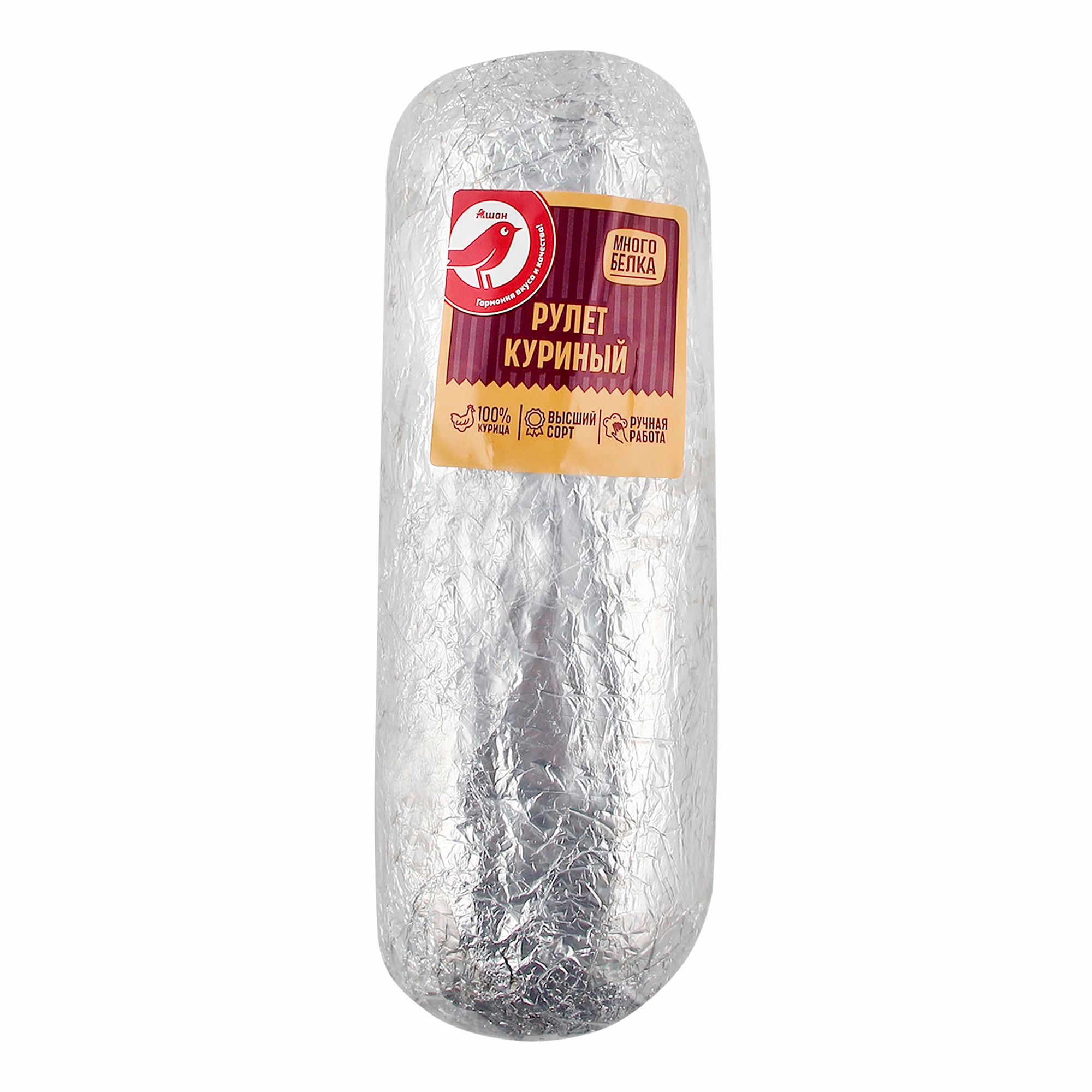 

Рулет из курицы АШАН Красная птица варено-копченый, вес