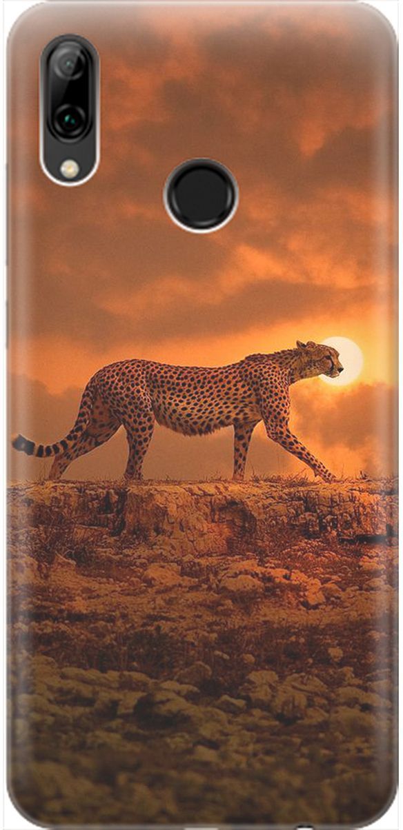 

Чехол на Honor 10 Lite/Huawei P Smart (2019) "Закатный гепард", Коричневый;оранжевый, 1896