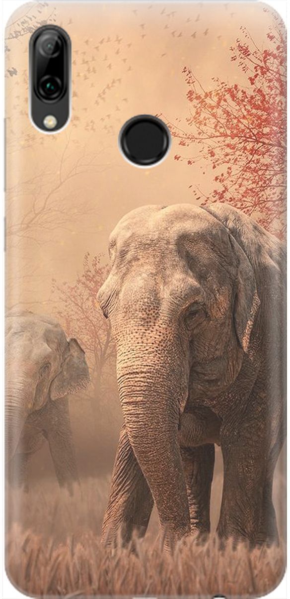 

Чехол на Honor 10 Lite/Huawei P Smart (2019) "Закатный песочный слон", Коричневый;черный, 1896