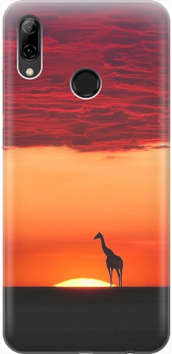 

Чехол на Honor 10 Lite/Huawei P Smart (2019) "Закатный жираф", Оранжевый;розовый, 1896