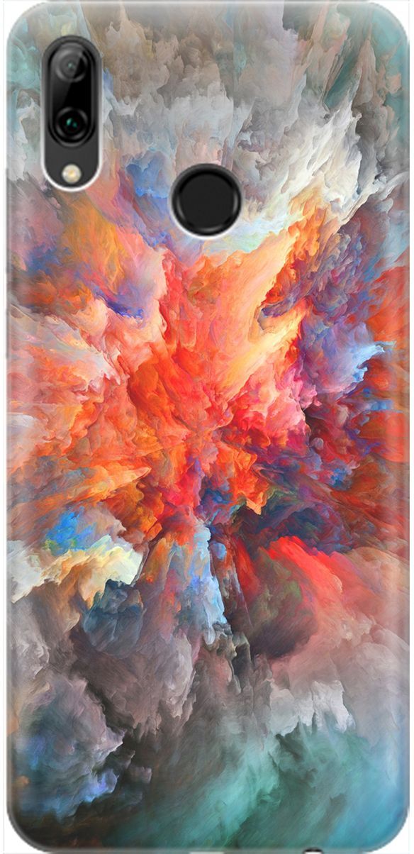 

Чехол на Honor 10 Lite/Huawei P Smart (2019) "Взрыв цвета", Оранжевый;серый, 1896