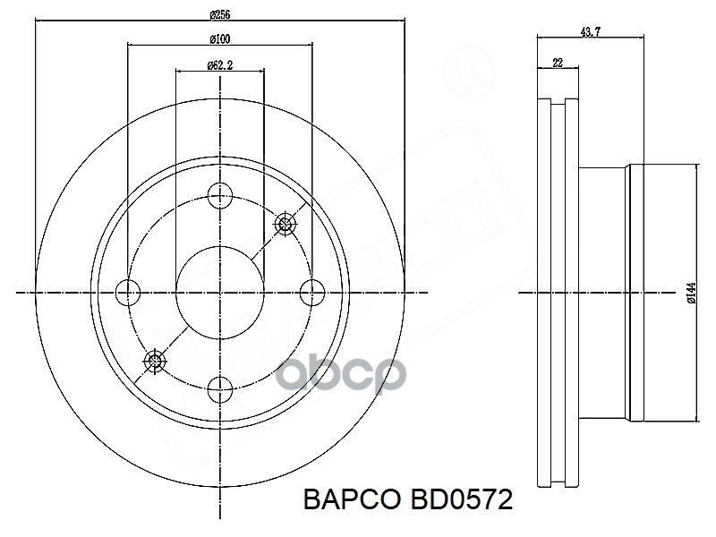 Диск Тормозной Передний Вентилируемый Bd0572, BAPCO арт. BD0572